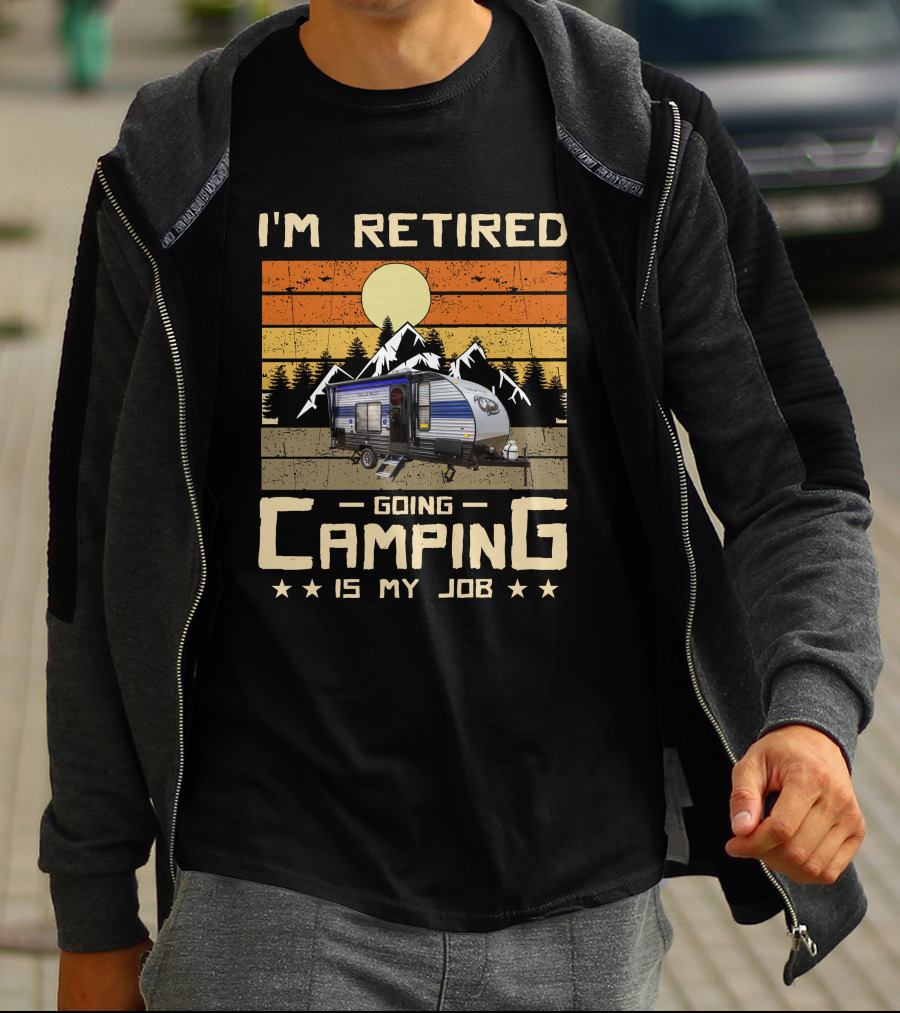 I'm Retired Going Camping Is My Job Wolf Pup 16FQ T-Shirt