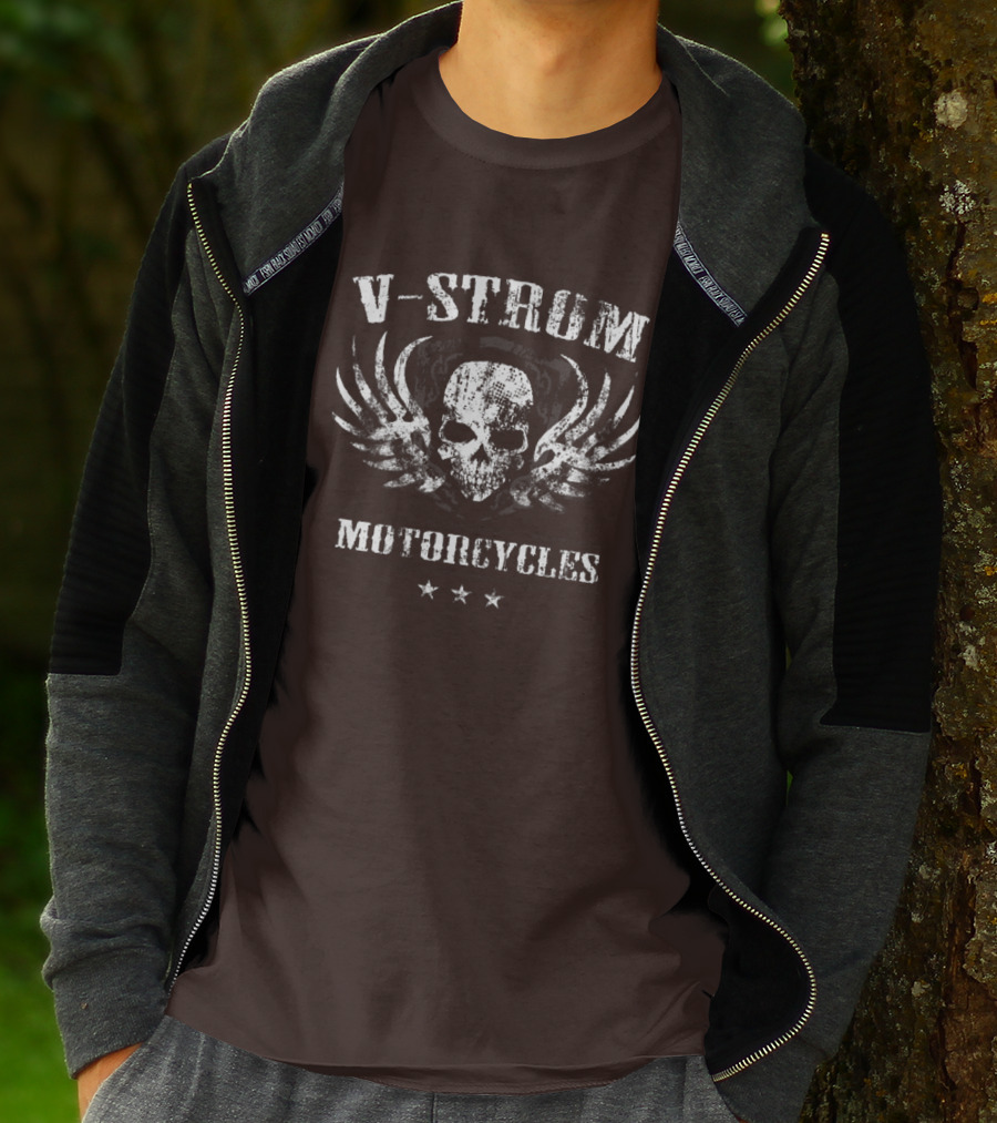 V-Strom Motorcycles Skull Wings Stars T-Shirt