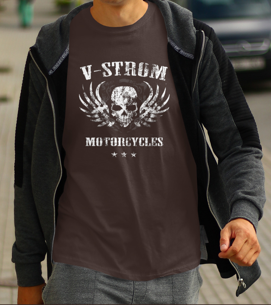 V-Strom Motorcycles Skull Wings Stars T-Shirt