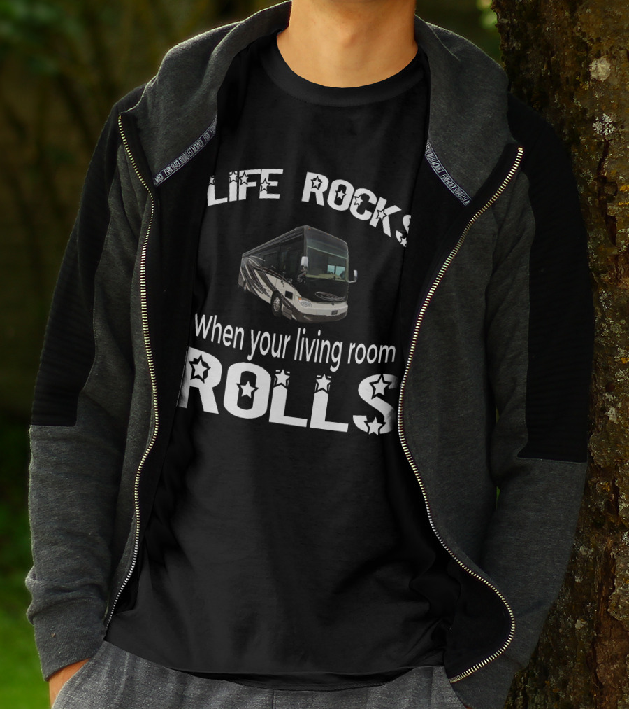 LIFE ROCKS When Your Living Room Rolls Tiffin Allegro Bus 37AP T-Shirt