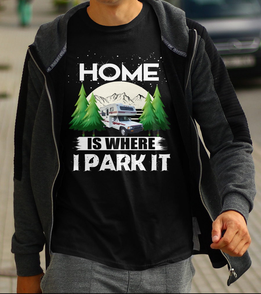 Home Is Where I Park It 1993 Toyota Winnebago Warrior Mountain Adventure Scene T-Shirt