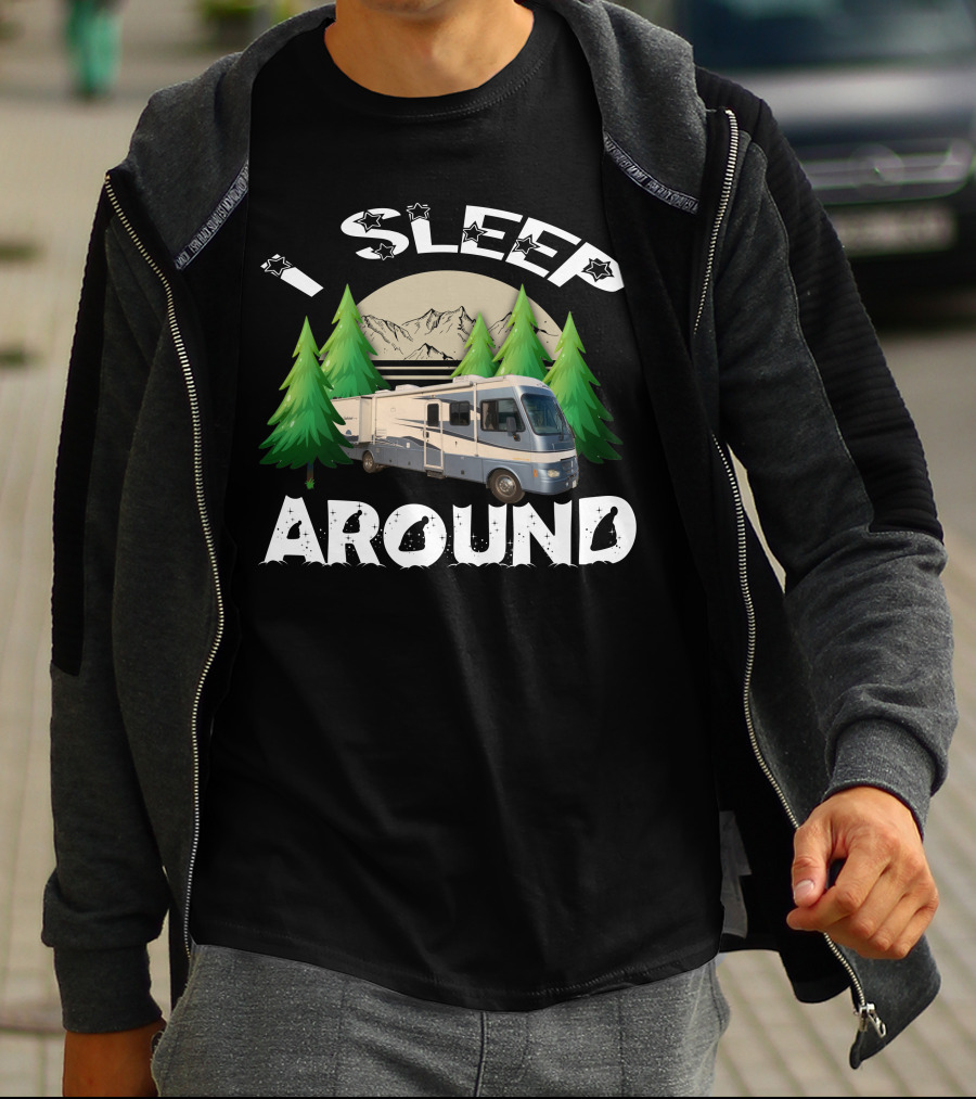 I Sleep Around Fleetwood Southwind RV Mountain And Forest Adventure Camping T-Shirt