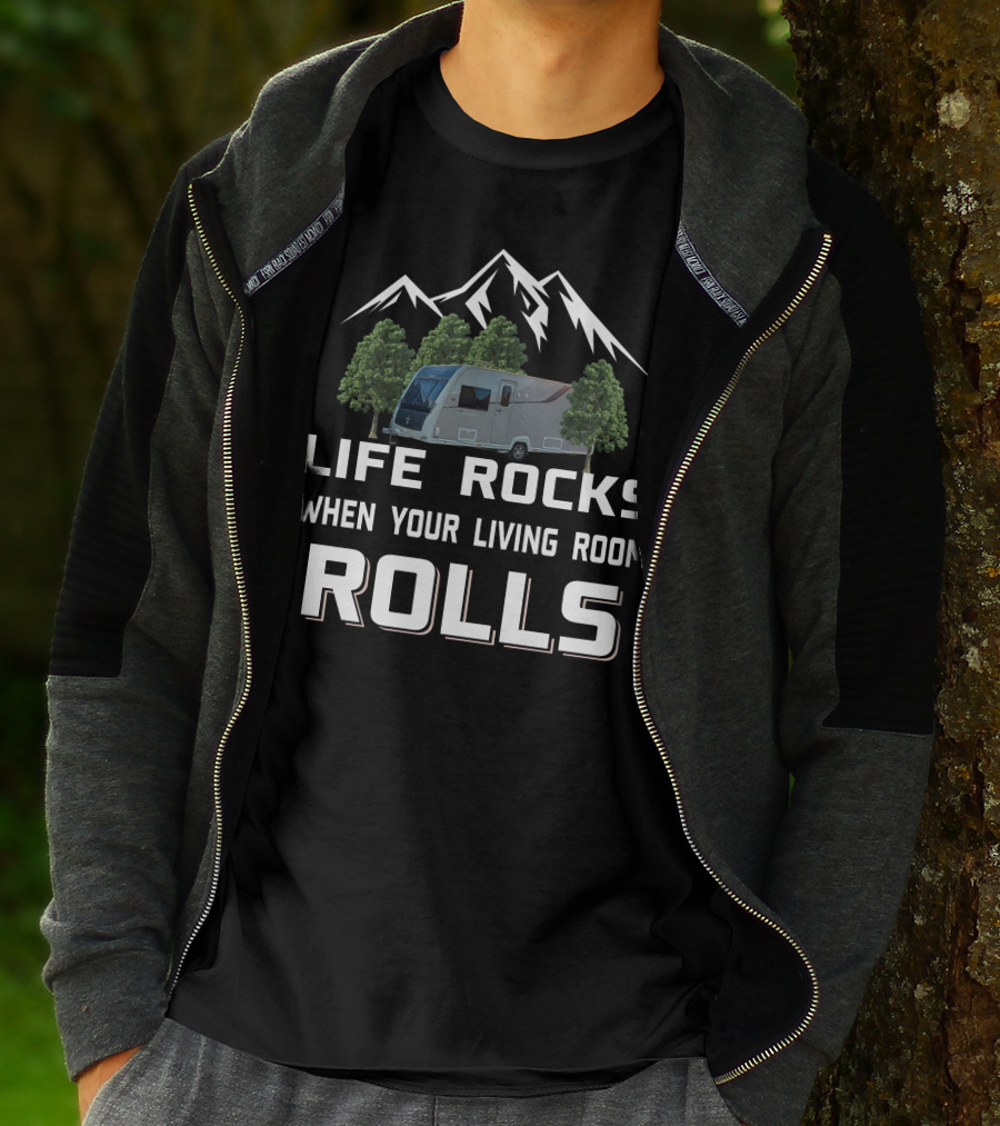 LIFE ROCKS WHEN YOUR LIVING ROOM ROLLS Elddis Crusader T-Shirt