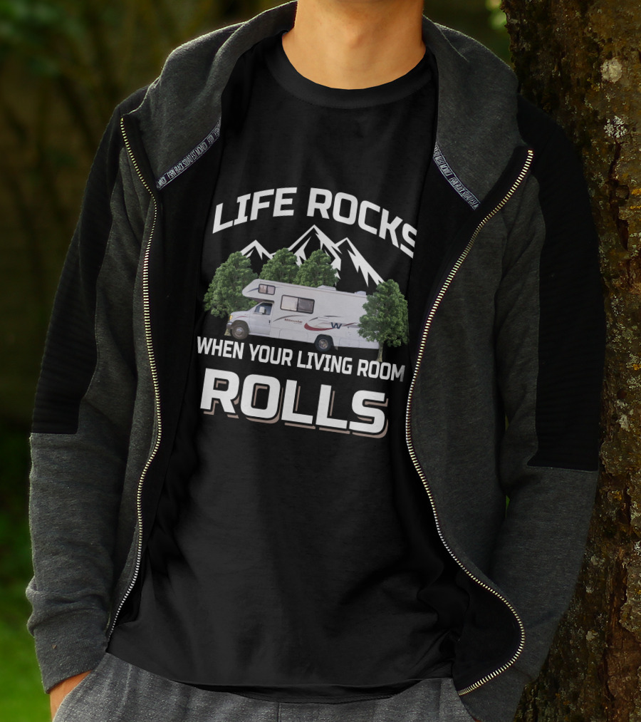 Life Rocks When Your Living Room Rolls Minnie Winnie Class C Motorhome T-Shirt