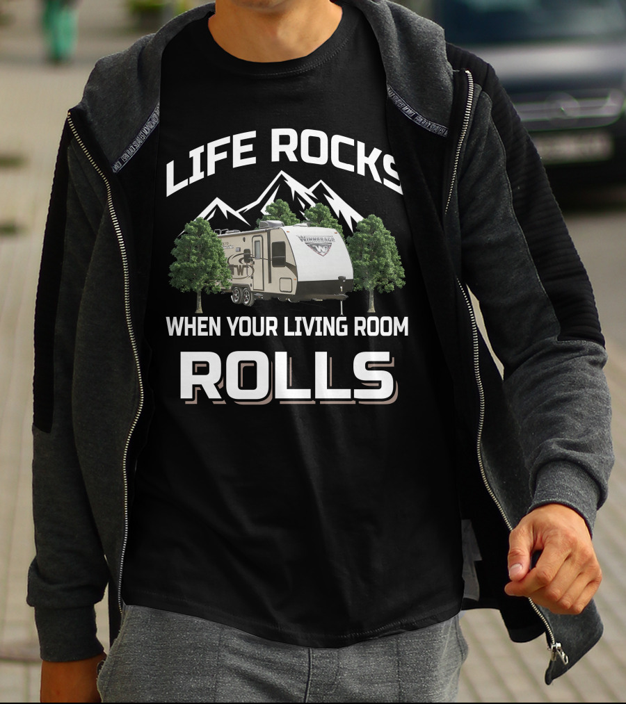 Life Rocks When Your Living Room Rolls Winnebago Micro Minnie T-Shirt