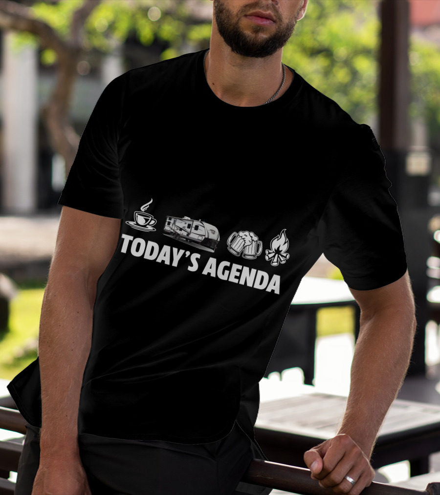 Today's Agenda Coffee Adventure Beer Campfire Highland Ridge RV T-Shirt