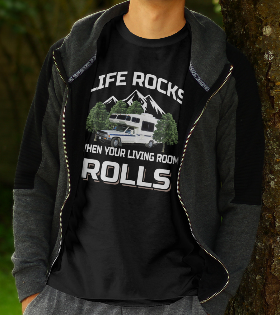 LIFE ROCKS WHEN YOUR LIVING ROOM ROLLS Toyota Motorhome Scenic Adventure T-Shirt