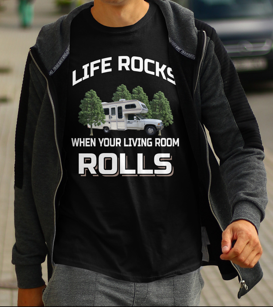 Life Rocks When Your Living Room Rolls 1989 Toyota Dolphin T-Shirt