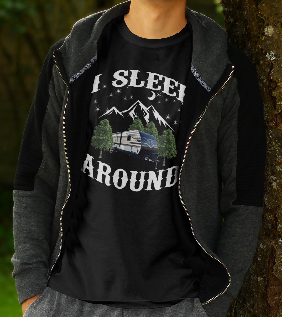 I Sleep Around Grand Design Transcend Xplor Camper Mountains Moon Stars T-Shirt