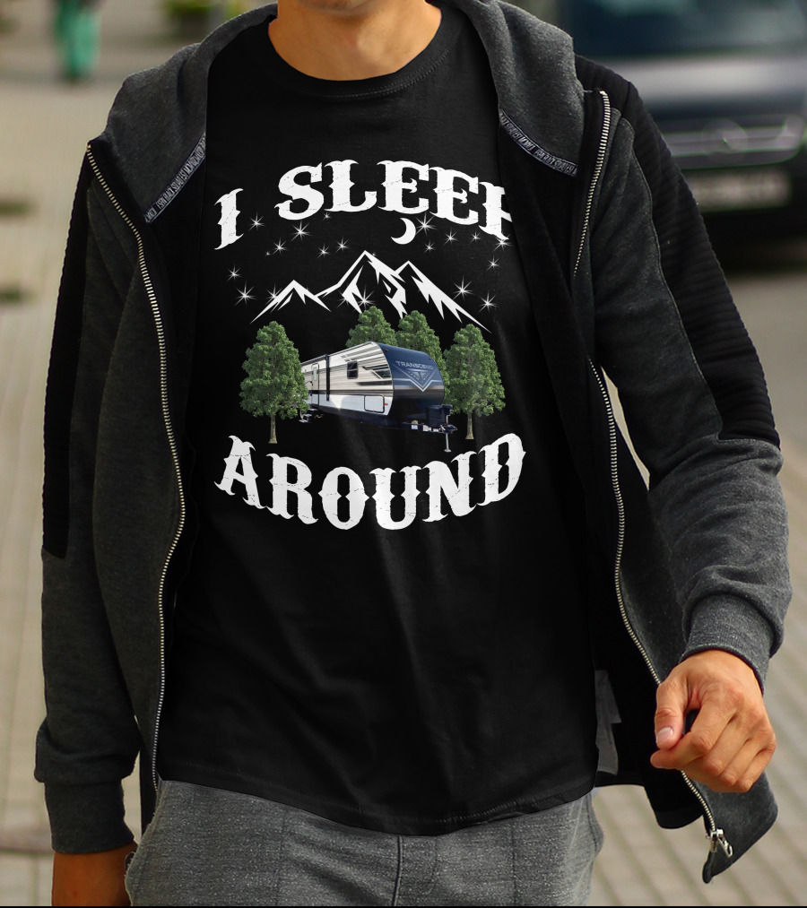 I Sleep Around Grand Design Transcend Xplor Camper Mountains Moon Stars T-Shirt