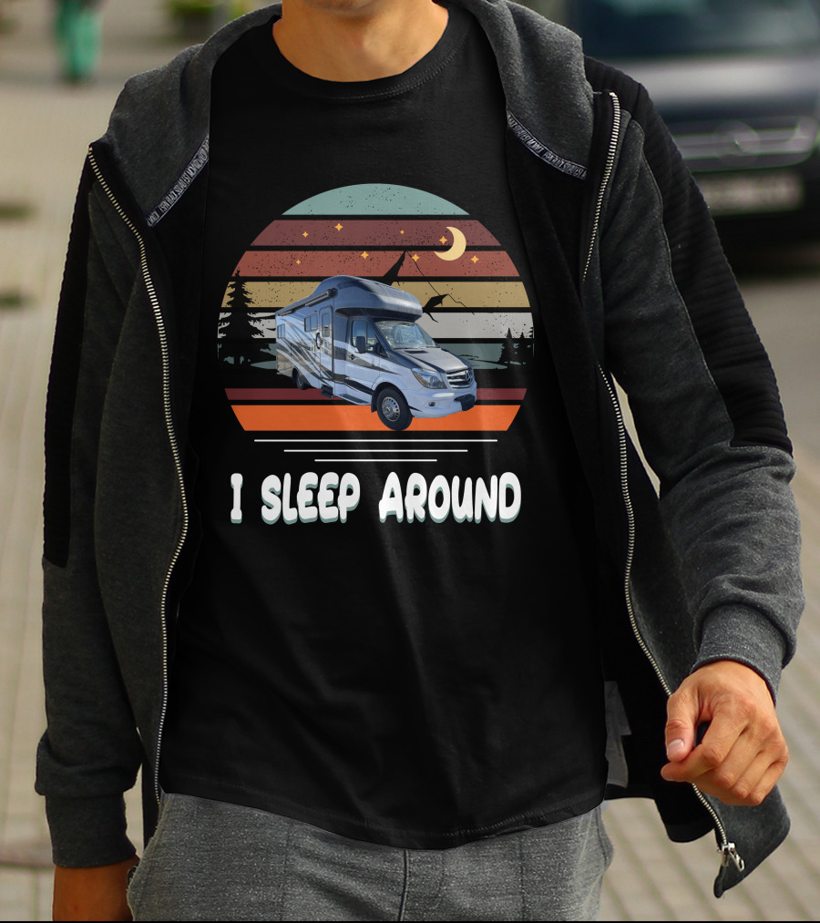 I Sleep Around Tiffin Wayfarer Retro RV Camping Moon Stars T-Shirt