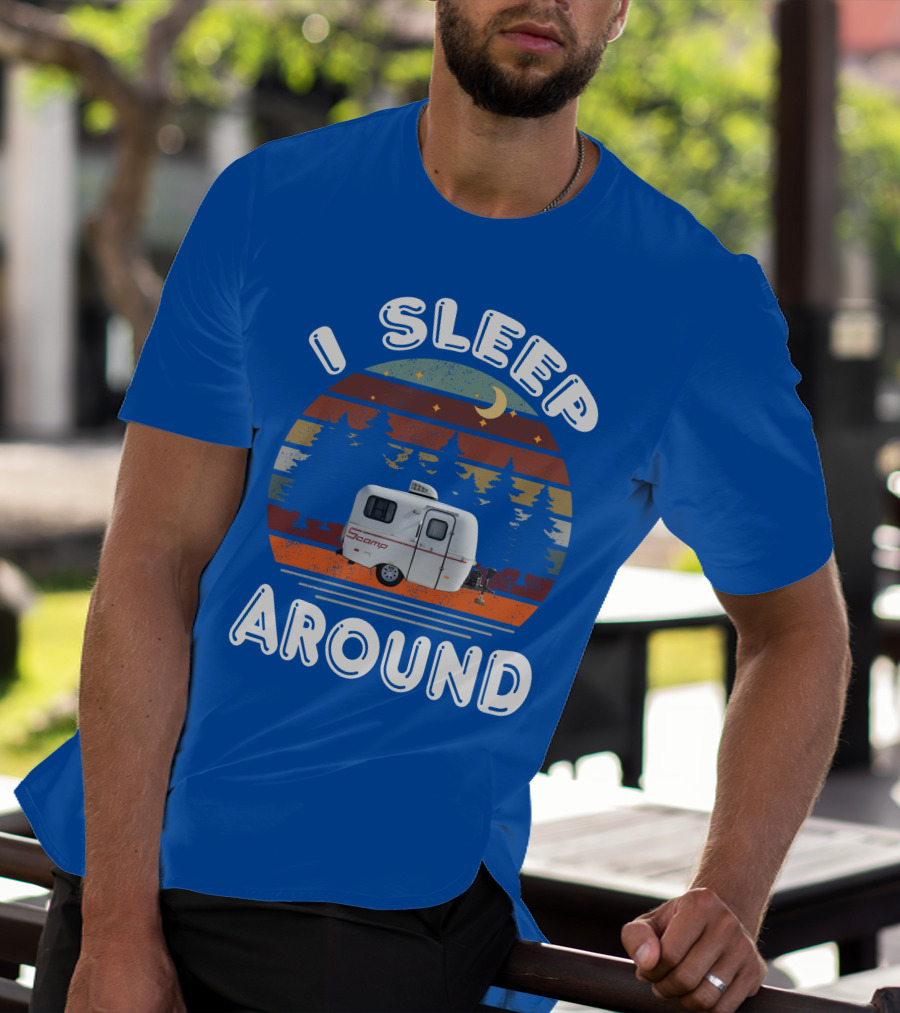 I Sleep Around Scamp Travel Trailers Night Trees Moon Stars T-Shirt