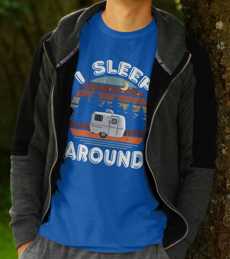 I Sleep Around Scamp Travel Trailers Night Trees Moon Stars T-Shirt
