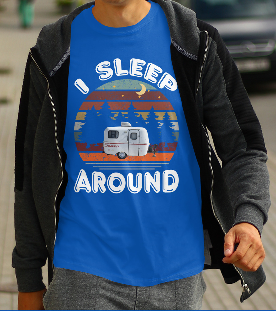 I Sleep Around Scamp Travel Trailers Night Trees Moon Stars T-Shirt