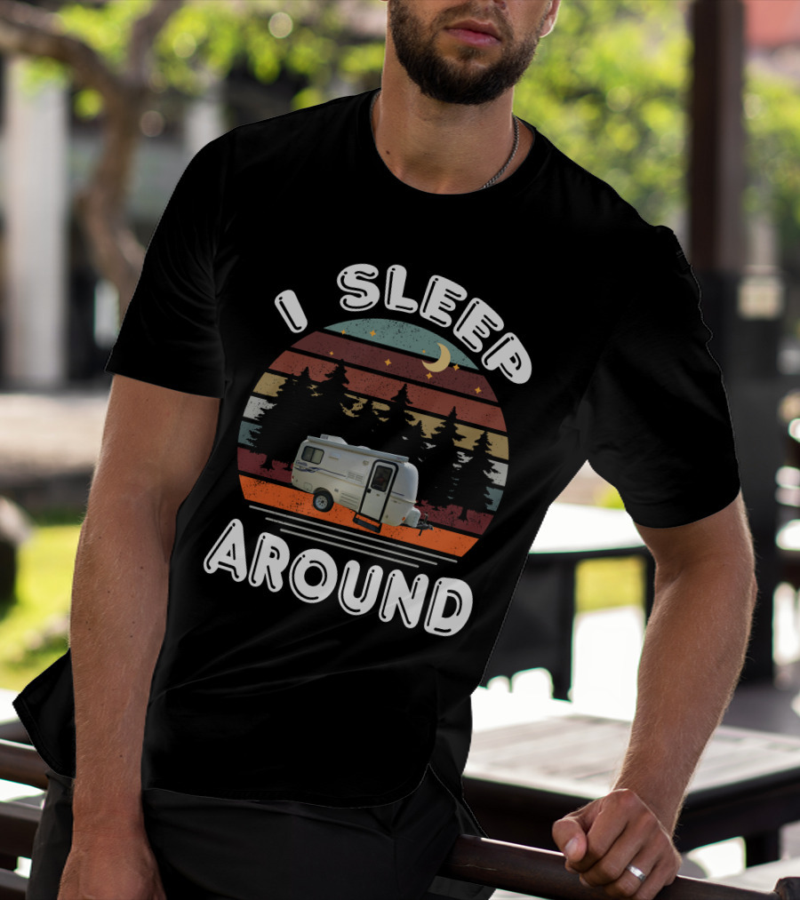 I Sleep Around Casita 1 Camper Vintage Sunset Pines T-Shirt