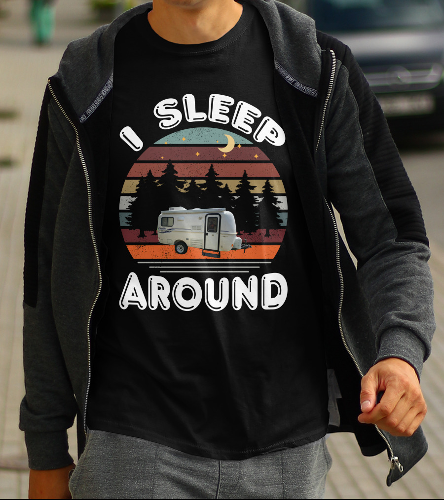 I Sleep Around Casita 1 Camper Vintage Sunset Pines T-Shirt