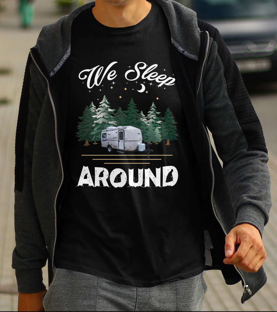 We Sleep Around Casita Camper Moon Stars Forest T-Shirt