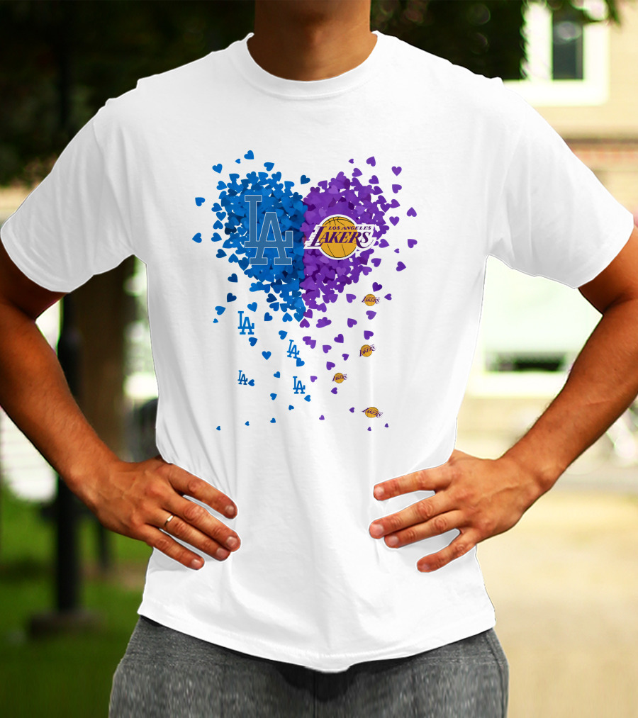 Los Angeles Lakers And LA Dodgers Heart T-Shirt