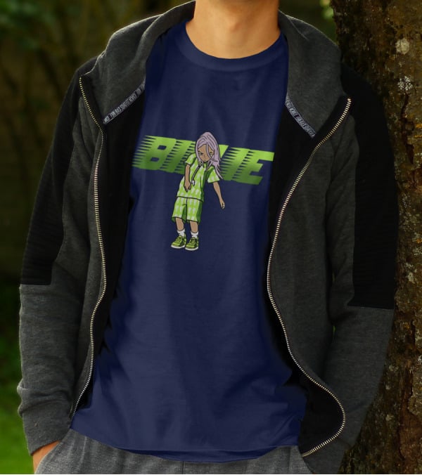 Takashi Murakami Billie Eilish Collaborative Green Outfits Graphic Billie T-Shirt