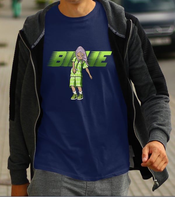 Takashi Murakami Billie Eilish Collaborative Green Outfits Graphic Billie T-Shirt