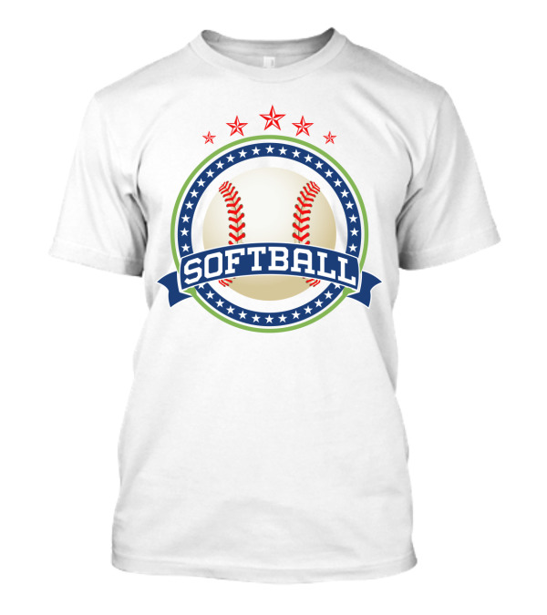 Softball Stars Emblem The Real American Pastime Patriotic T-Shirt