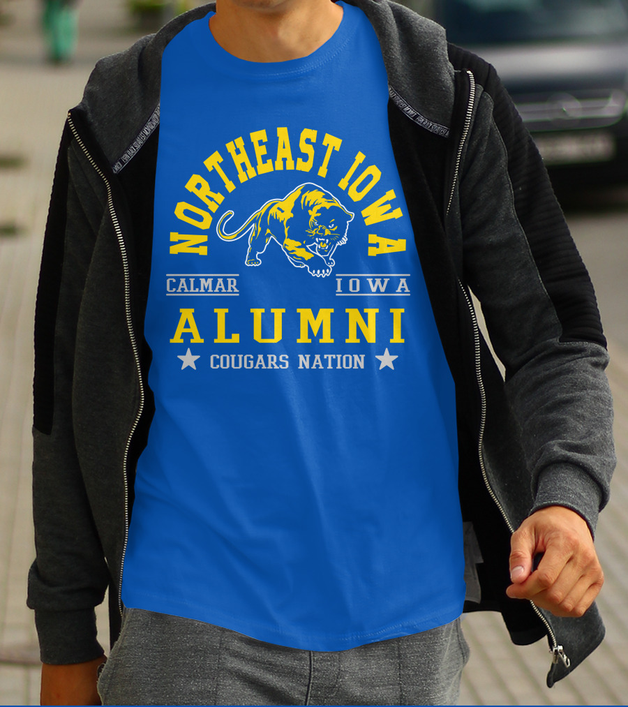 Northeast Iowa Calmar Iowa Alumni Cougars Nation T-Shirt