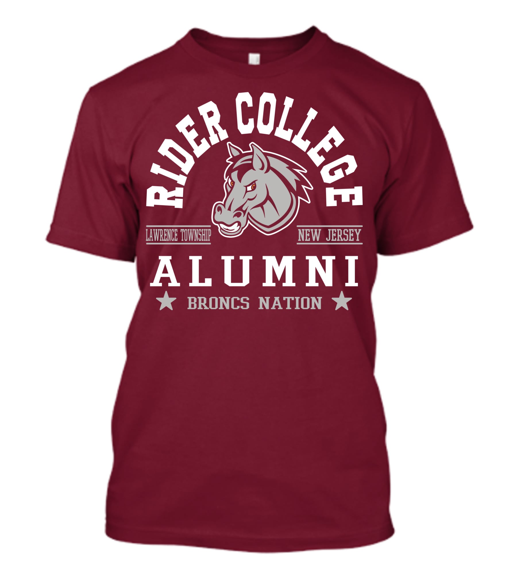 Rider College Alumni Broncs Nation Lawrence Township New Jersey T-Shirt