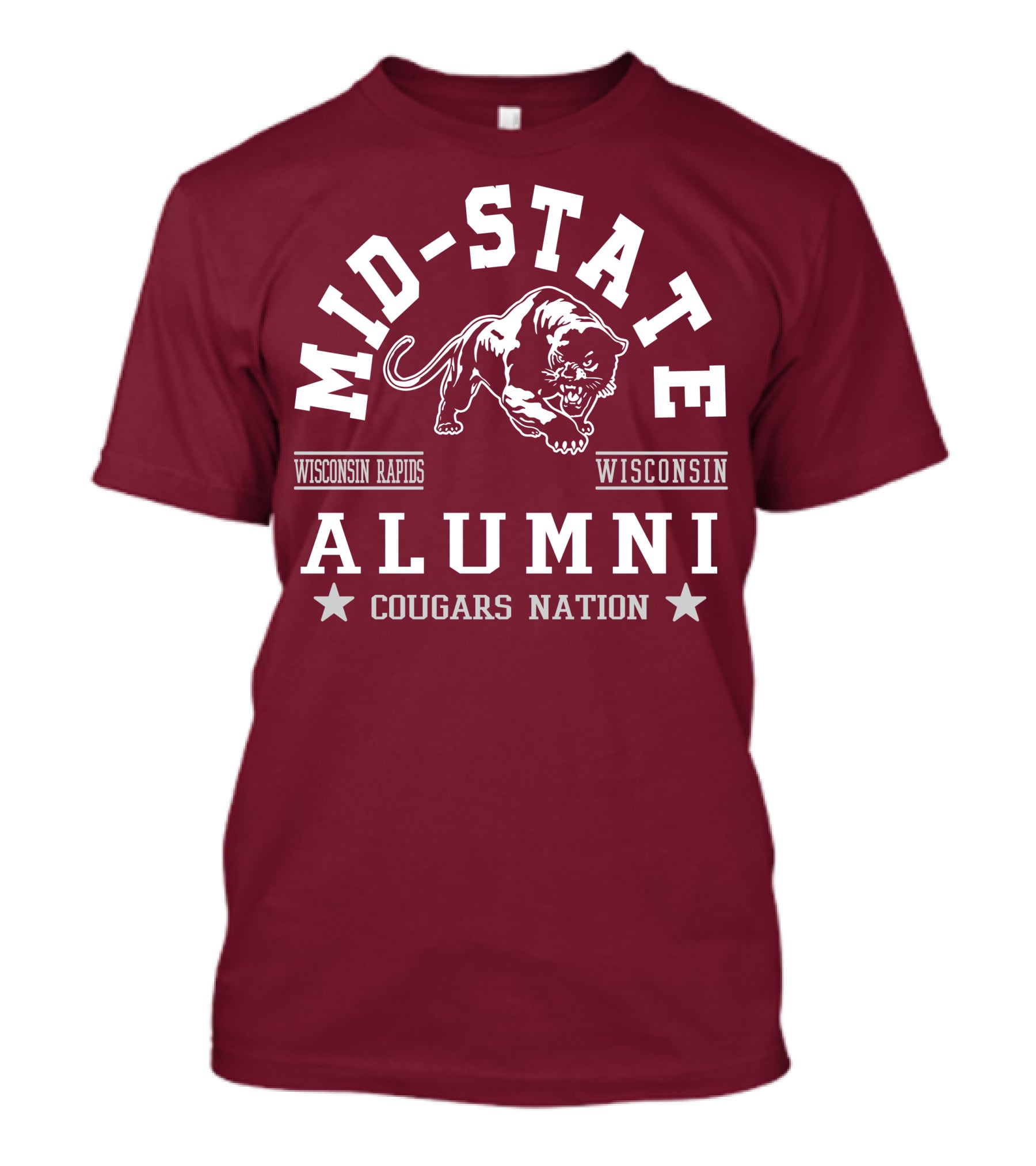 Mid-State Alumni Cougars Nation Wisconsin Rapids Wisconsin T-Shirt