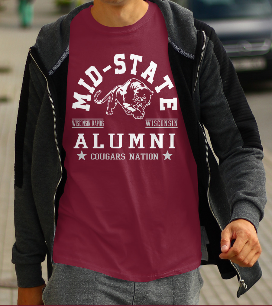Mid-State Alumni Cougars Nation Wisconsin Rapids Wisconsin T-Shirt