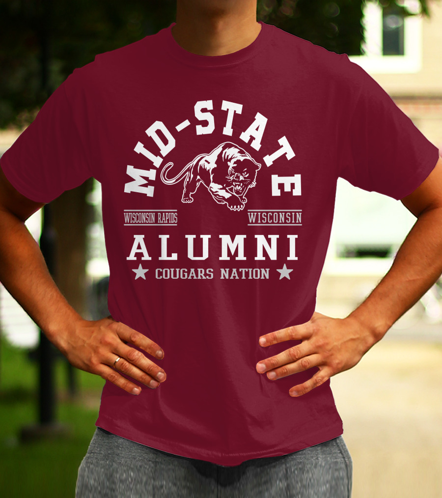 Mid-State Alumni Cougars Nation Wisconsin Rapids Wisconsin T-Shirt