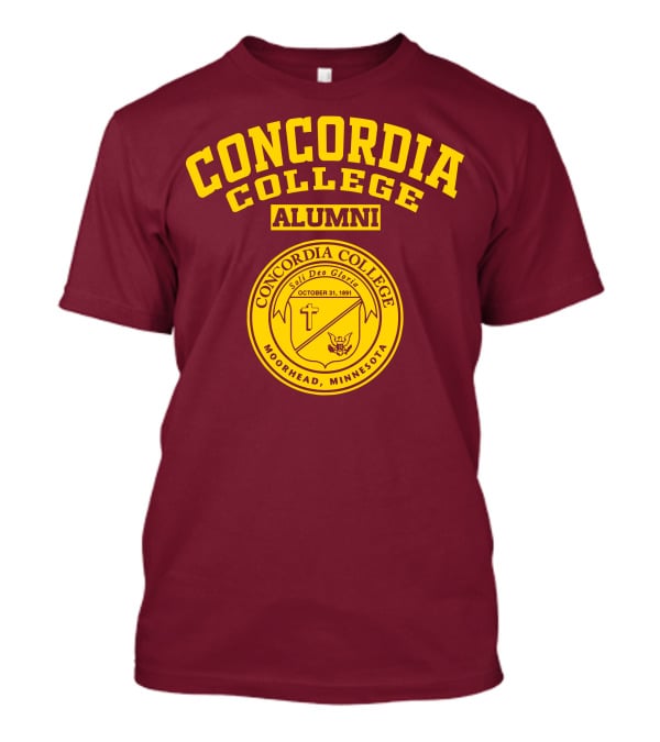 Concordia College Alumni Moorhead Minnesota Seal Soli Deo Gloria October 31 1891 T-Shirt