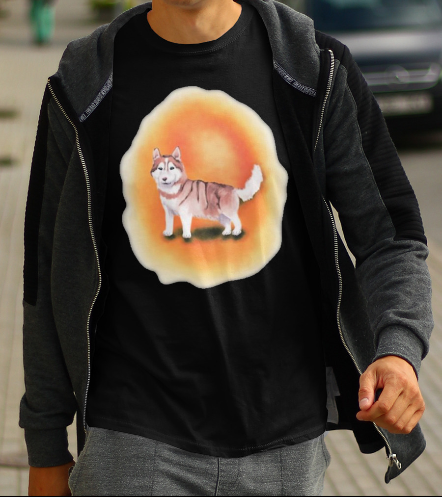 Upblissed ADHD Husky Roam As A Pack Vibrant Sunset Aura T-Shirt