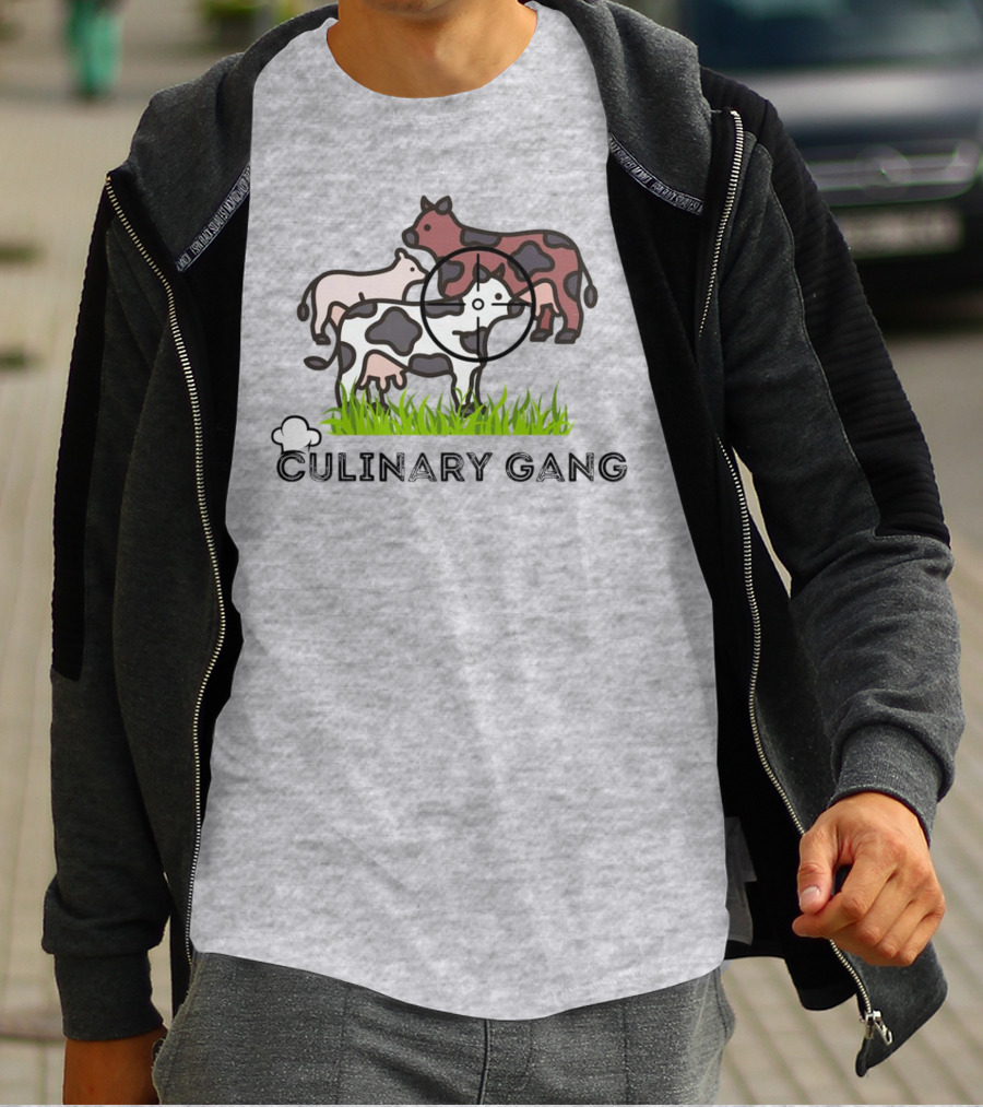 Culinary Gang Cow Trio Targeting Humor T-Shirt