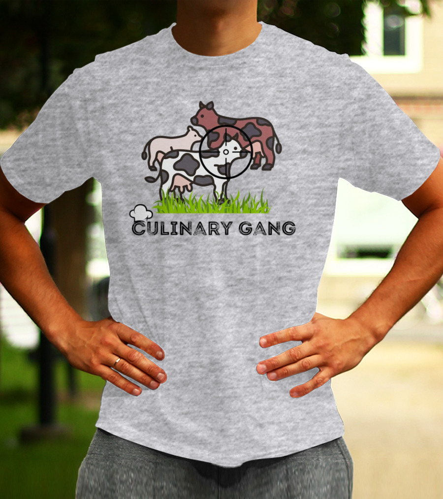 Culinary Gang Cow Trio Targeting Humor T-Shirt