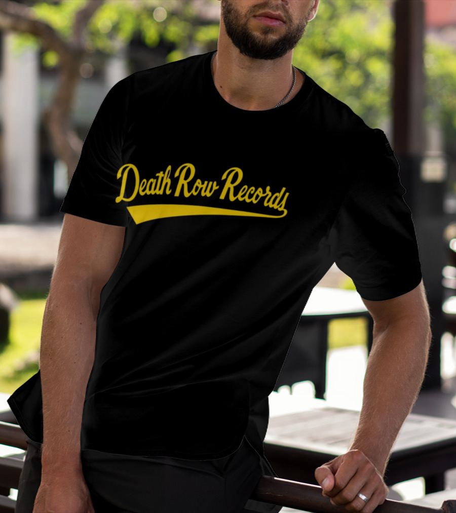 Death Row Records Baseball Style Yellow Script T-Shirt