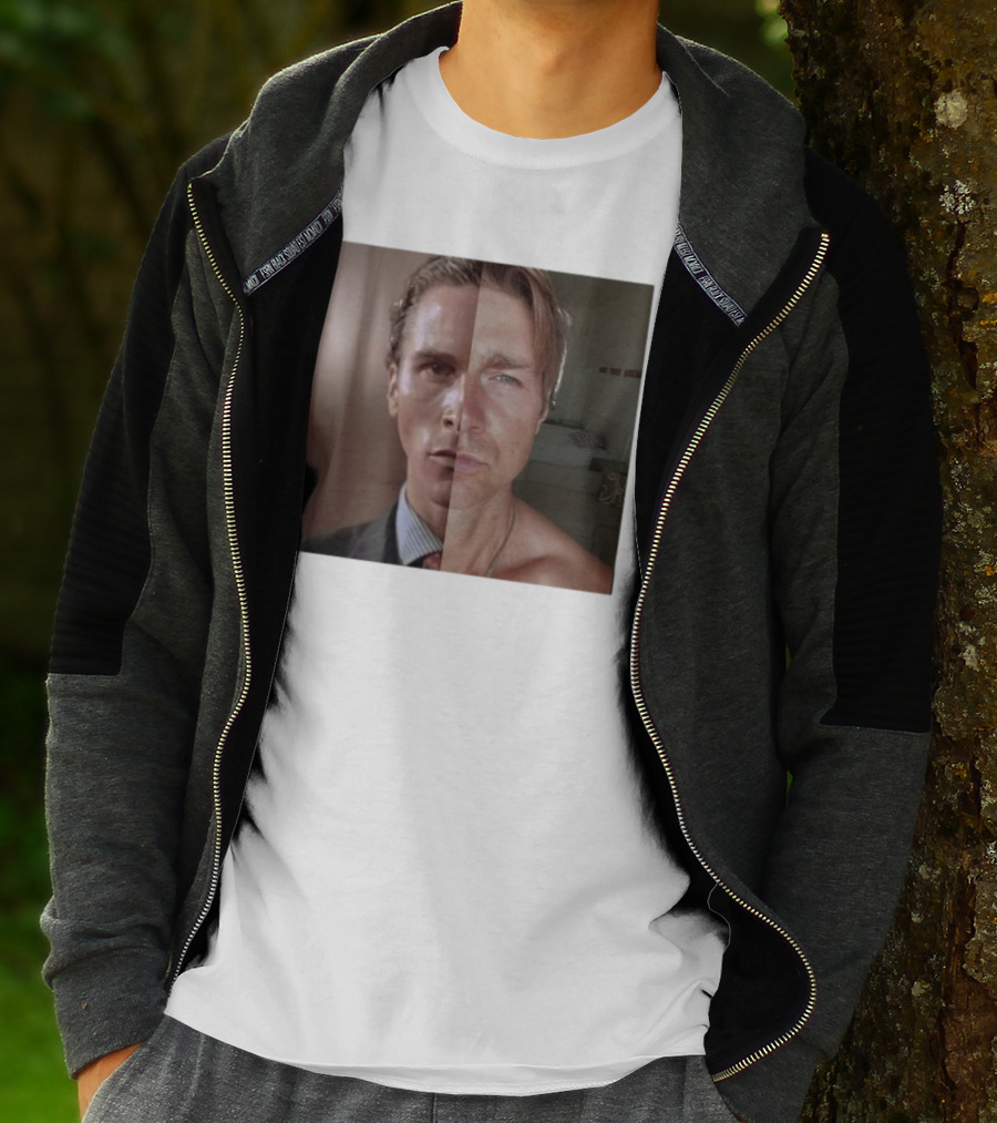 Jeremy Fragrance Compared With Young Christian Bale Face Split Room Background T-Shirt