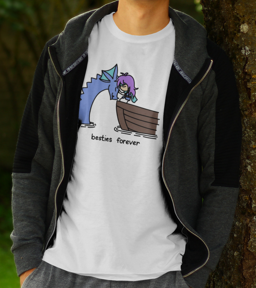 Kimchichickenbeer Faris And Syldra Besties Forever Best Friends With Dragon And Boat Scene T-Shirt