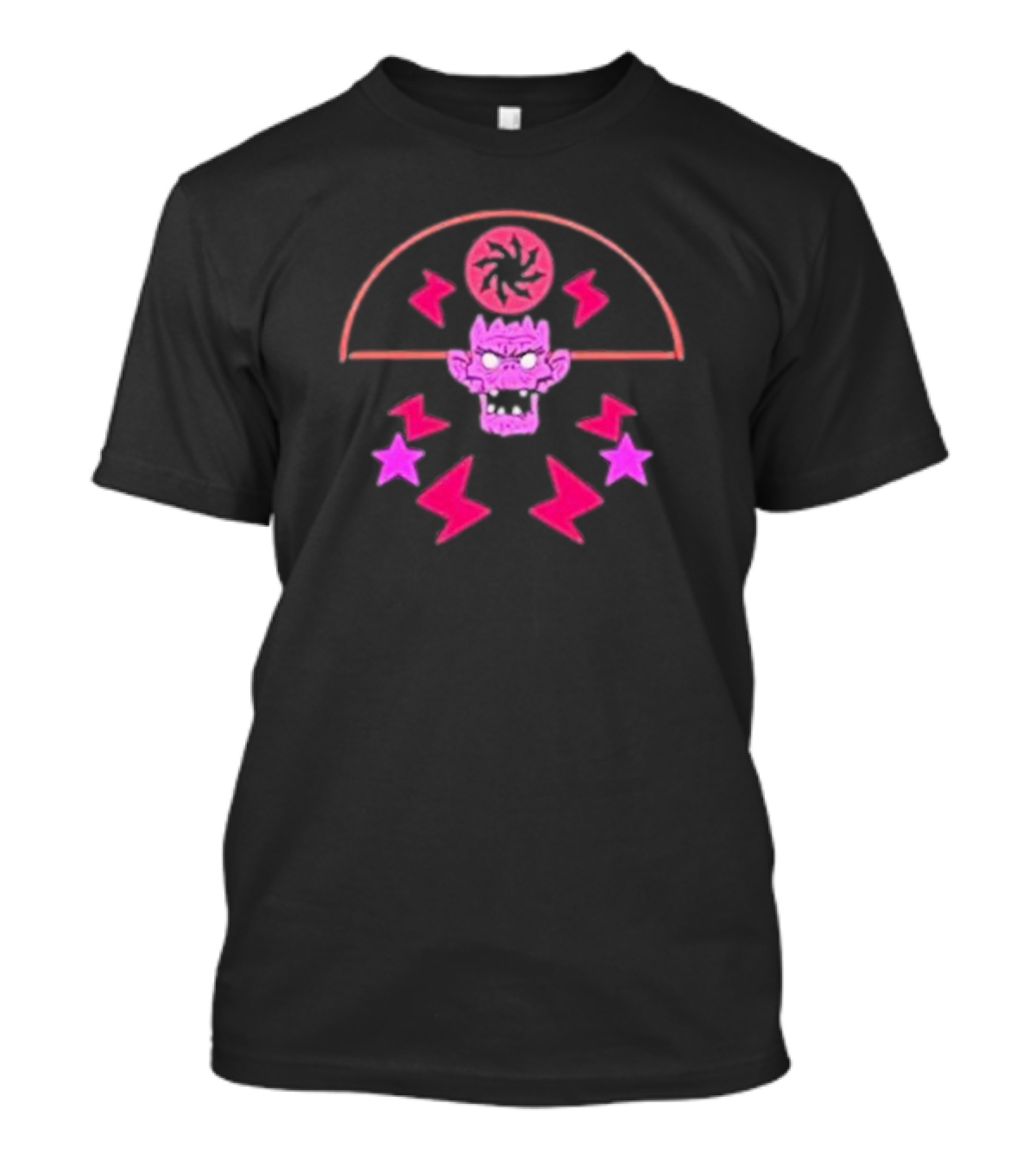 Gorillaz Merch Pink Cult Symbol Stars Lightning T-Shirt