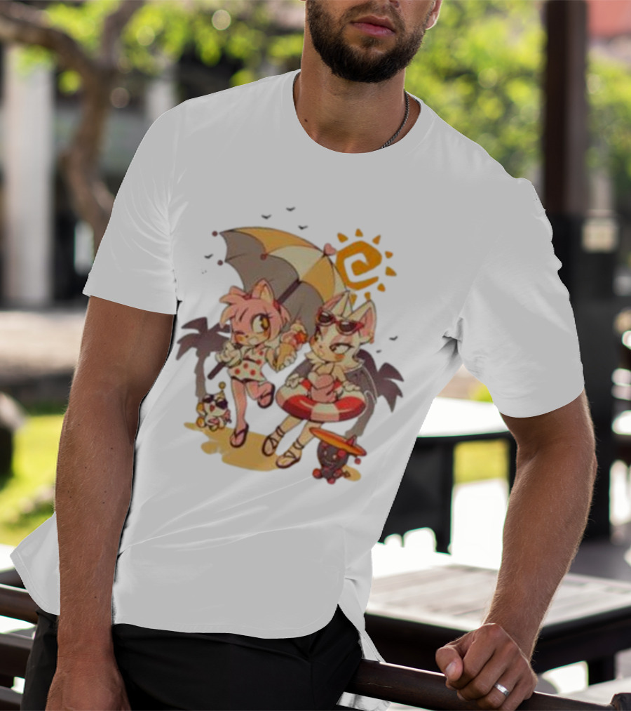 The Yetee Merch Door Into Summer With Cute Beach Characters And Umbrella T-Shirt