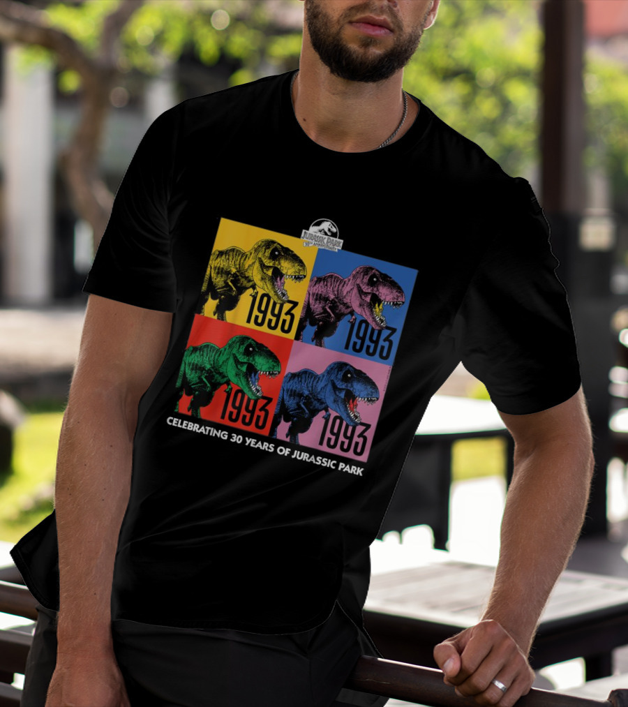 30 Years Of Jurassic Park 1993 Pop Art Dinosaur T-Shirt