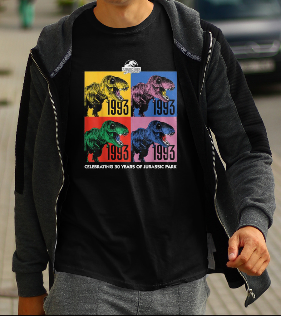 30 Years Of Jurassic Park 1993 Pop Art Dinosaur T-Shirt