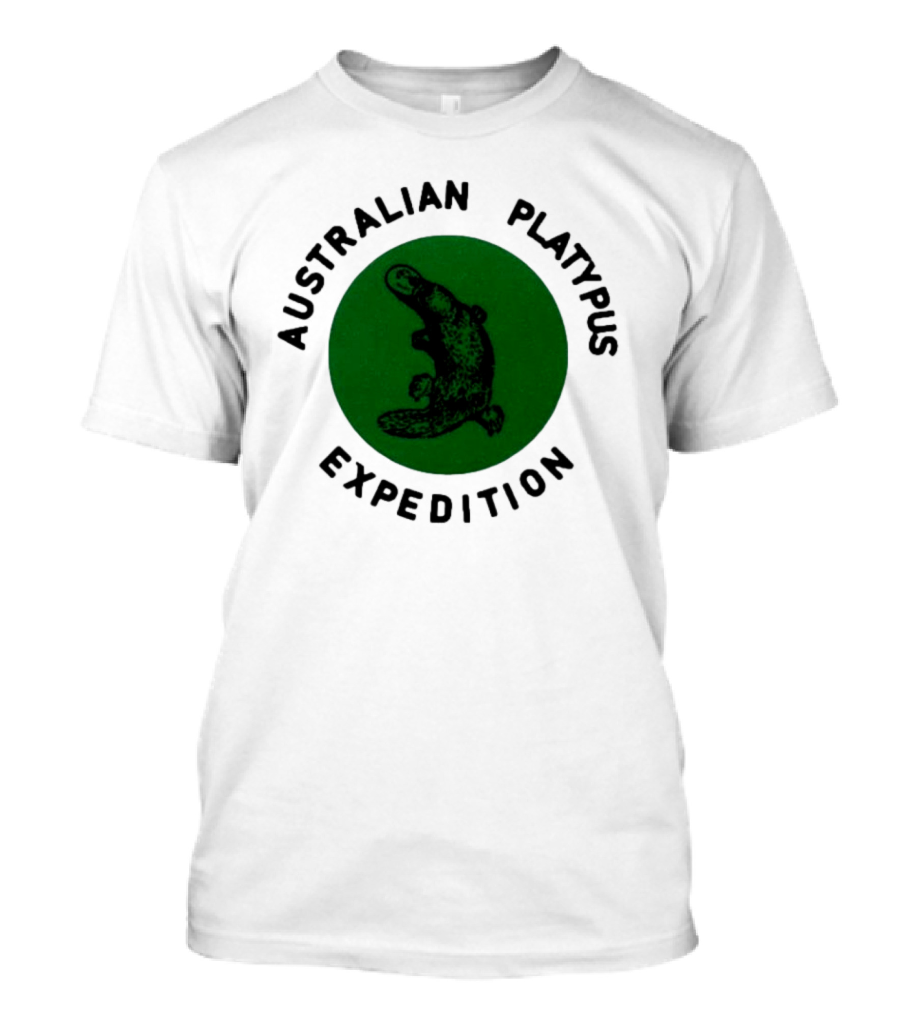 Australian Platypus Expedition Black Circle With Green Interior T-Shirt