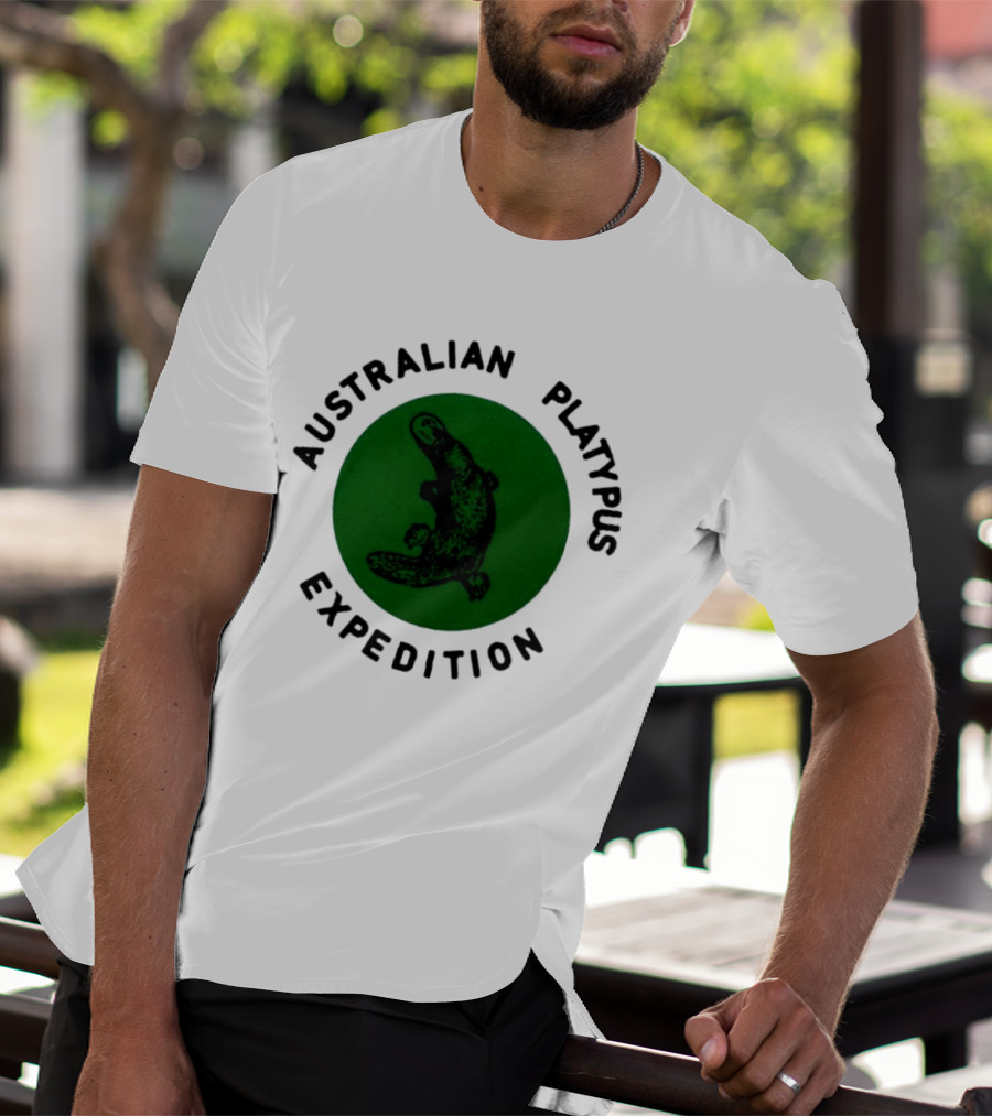Australian Platypus Expedition Black Circle With Green Interior T-Shirt
