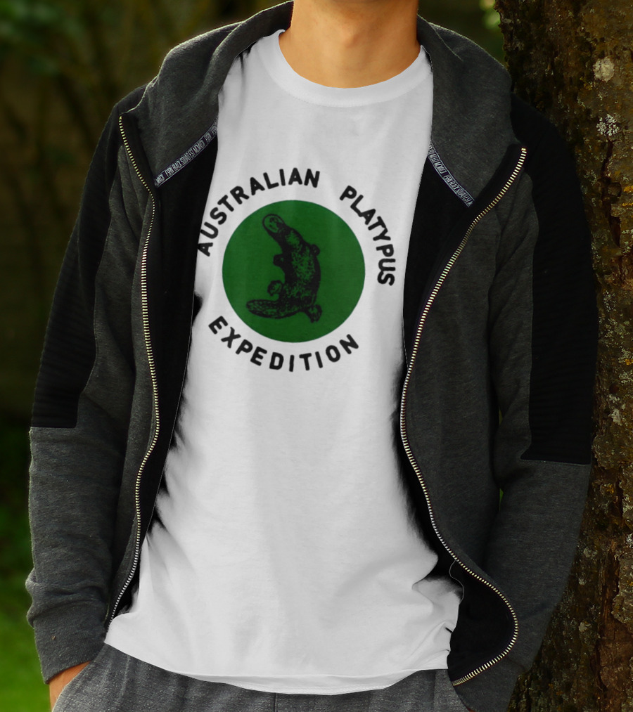 Australian Platypus Expedition Black Circle With Green Interior T-Shirt