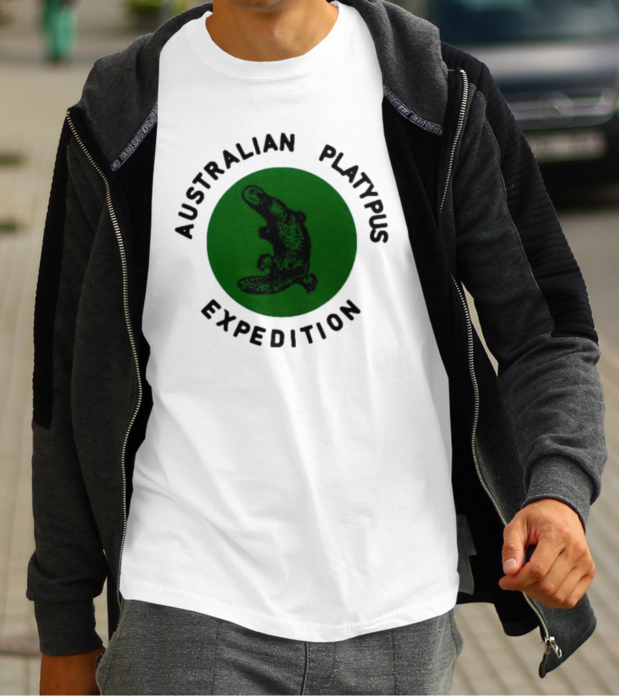 Australian Platypus Expedition Black Circle With Green Interior T-Shirt