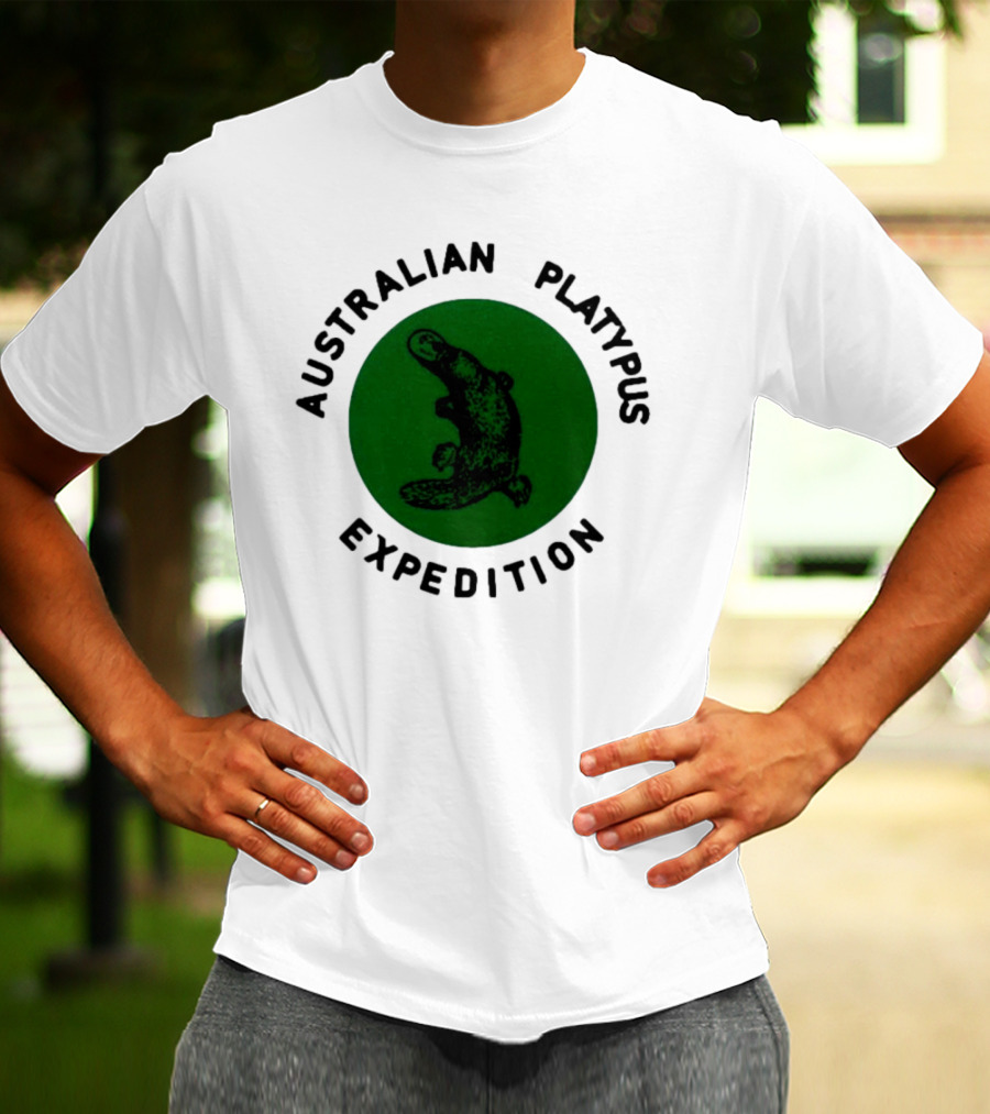 Australian Platypus Expedition Black Circle With Green Interior T-Shirt