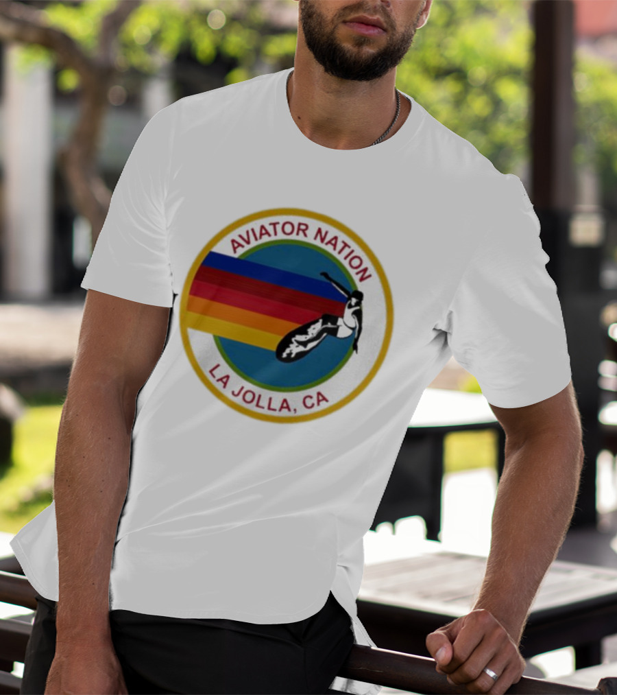 Aviator Nation La Jolla CA Surfing Rainbow T-Shirt