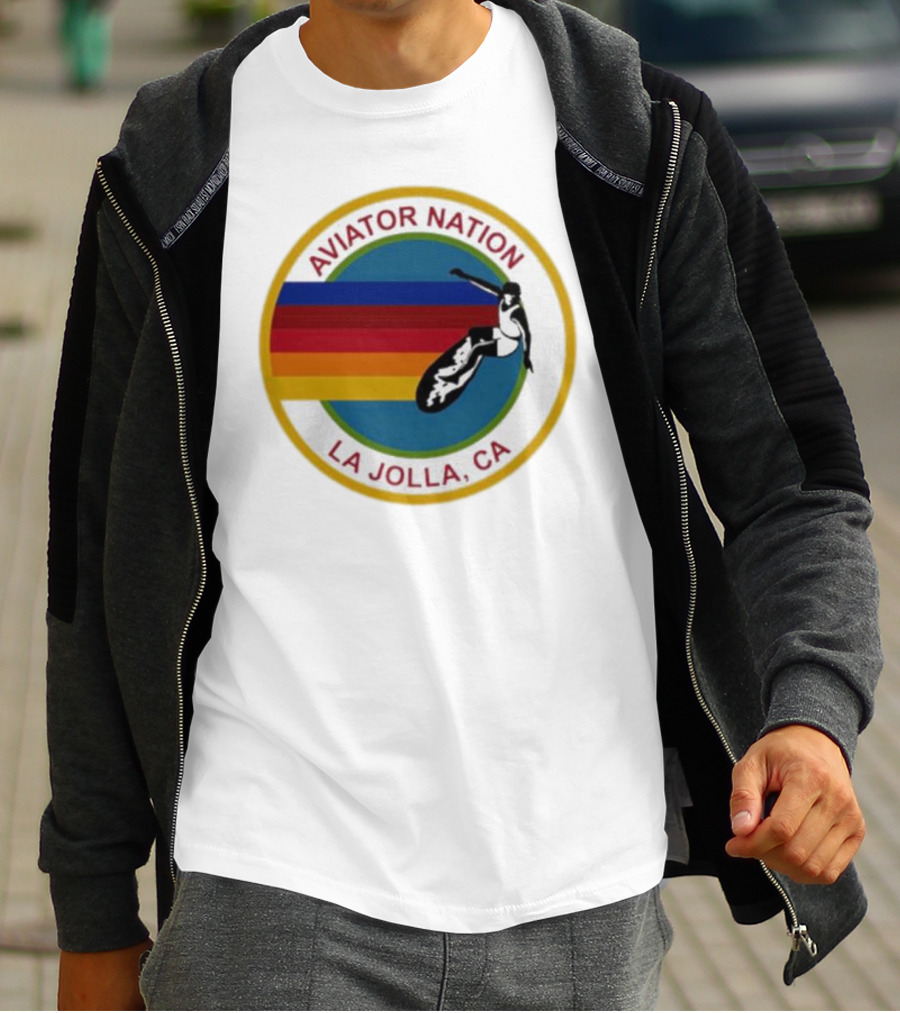 Aviator Nation La Jolla CA Surfing Rainbow T-Shirt
