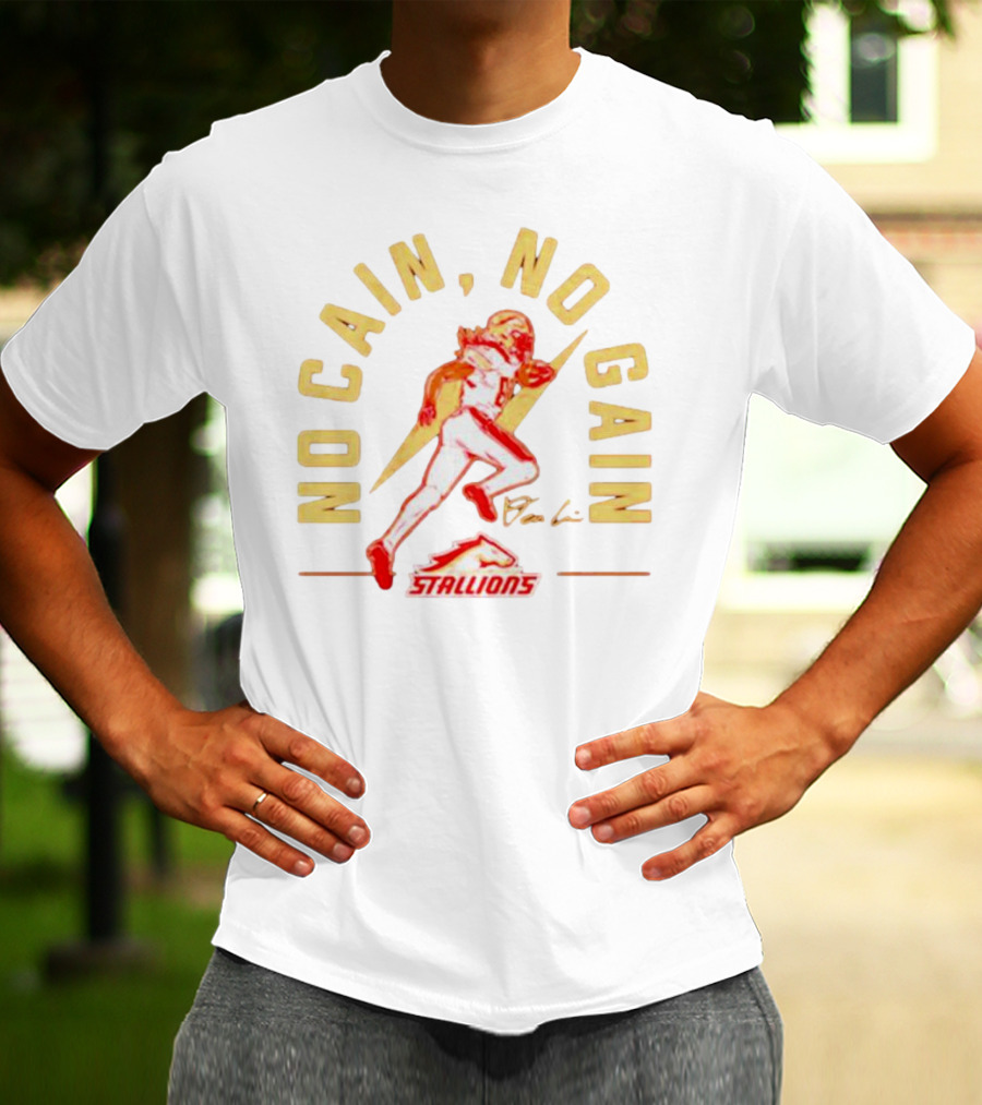 No Cain No Gain Birmingham Stallions Deon Cain T-Shirt