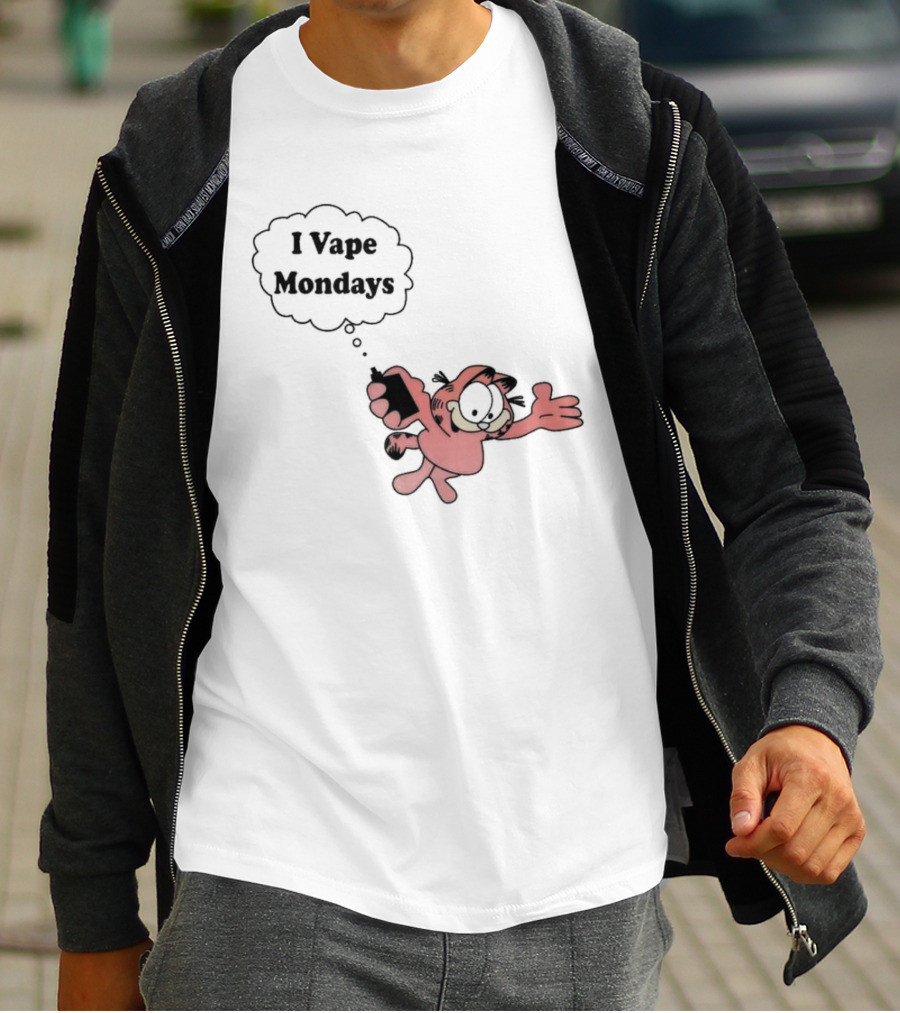 Garfield I Vape Mondays Comic Style Humor T-Shirt